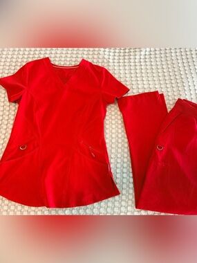 Red Medical Scrub Sets- Top & Pants